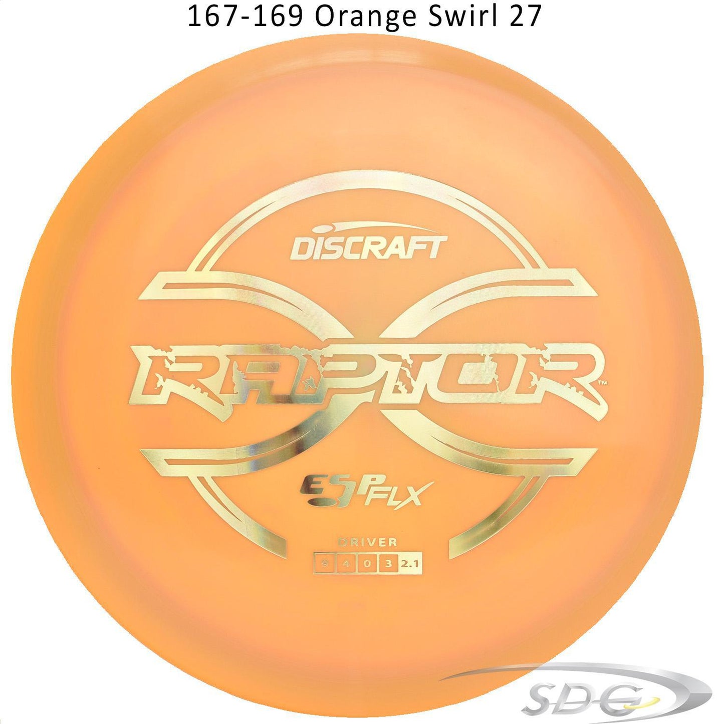 discraft-esp-flx-raptor-disc-golf-distance-driver 167-169 Orange Swirl 27 