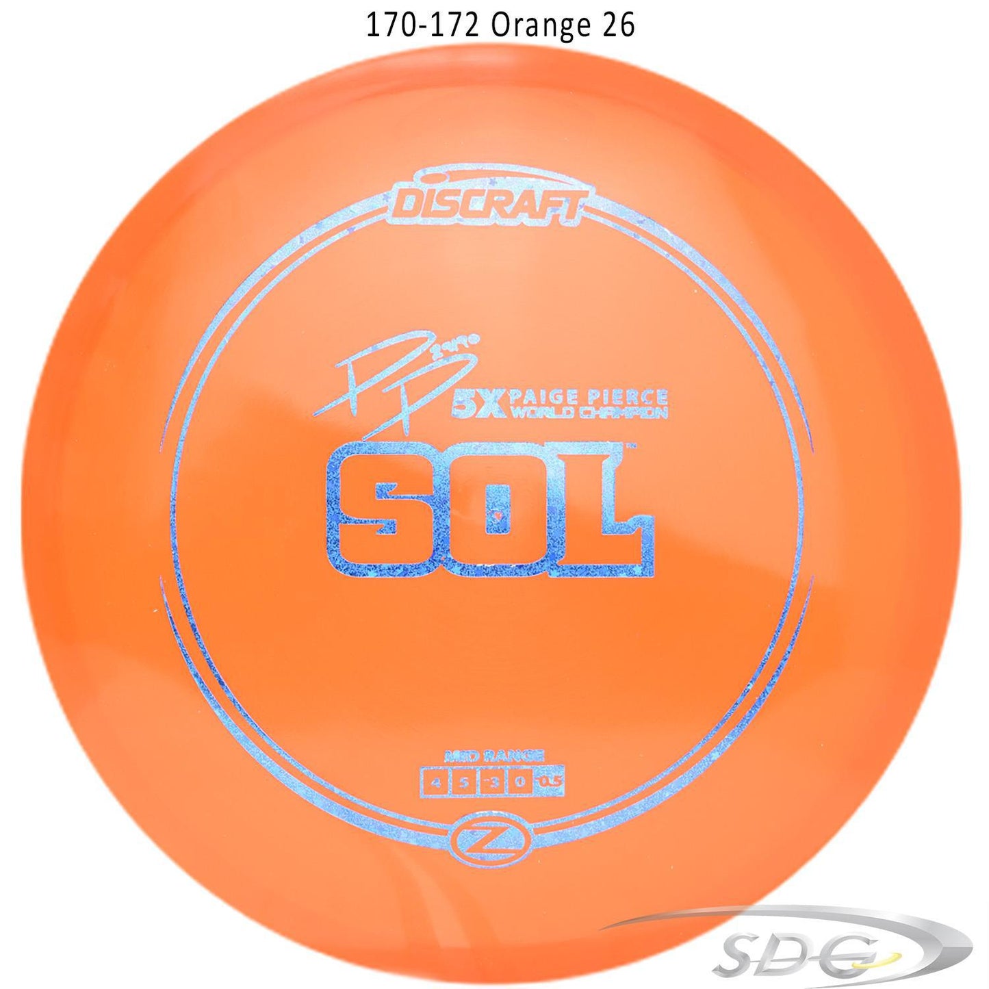 discraft-z-line-sol-paige-pierce-signature-disc-golf-mid-range 170-172 Orange 26