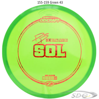 discraft-z-line-sol-paige-pierce-signature-disc-golf-mid-range 155-159 Green 43