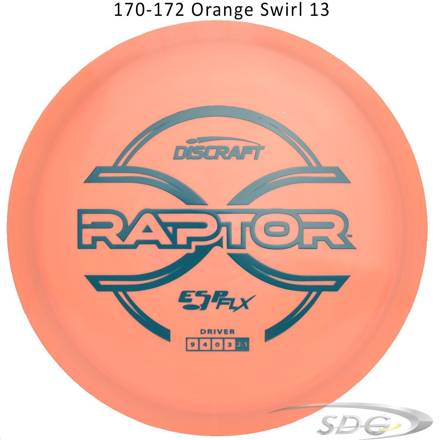 discraft-esp-flx-raptor-disc-golf-distance-driver 170-172 Orange Swirl 13 
