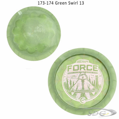 discraft-esp-force-bottom-stamp-2023-corey-ellis-tour-series-disc-golf-distance-driver 173-174 Green Swirl 13