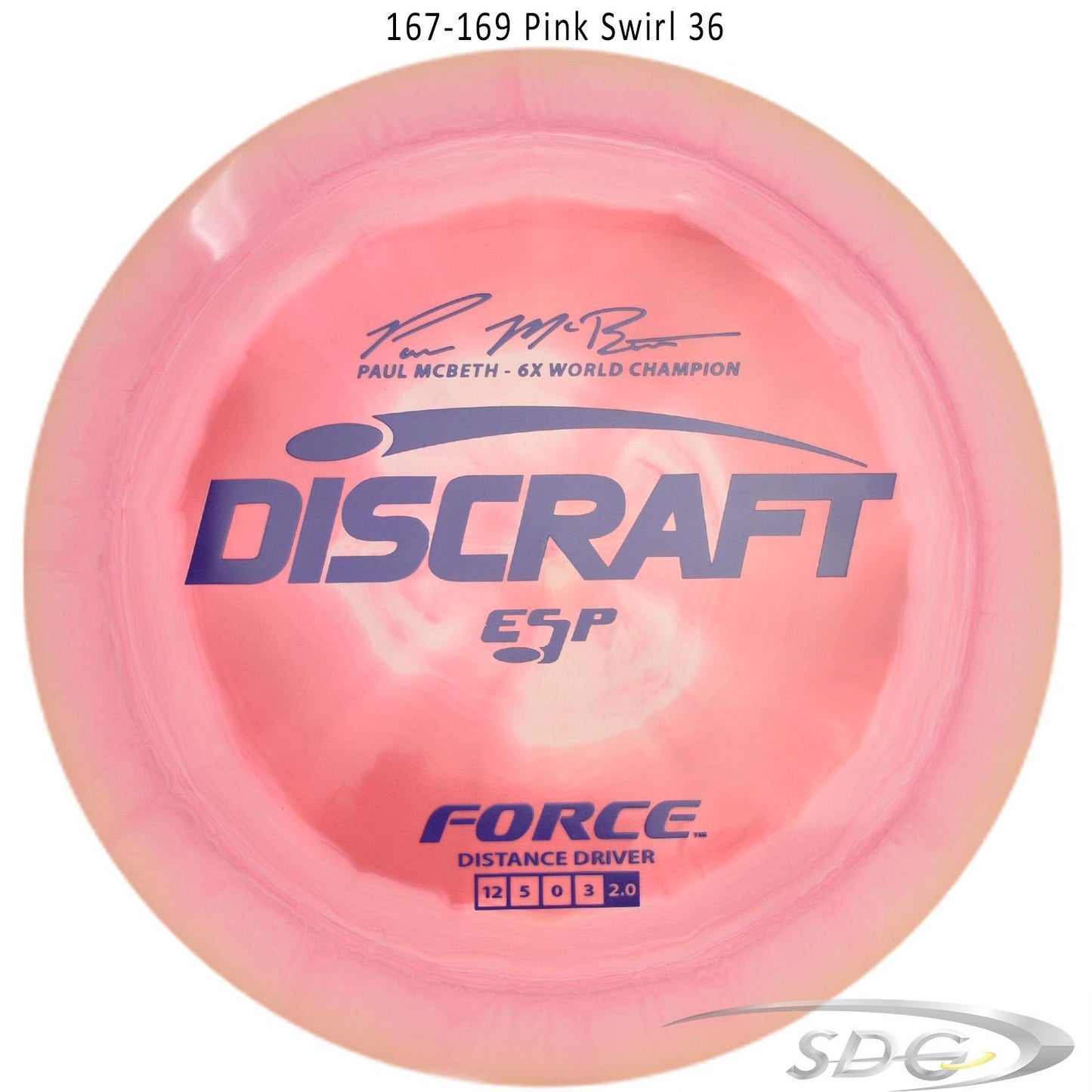 discraft-esp-force-6x-paul-mcbeth-signature-disc-golf-distance-driver 167-169 Pink Swirl 36
