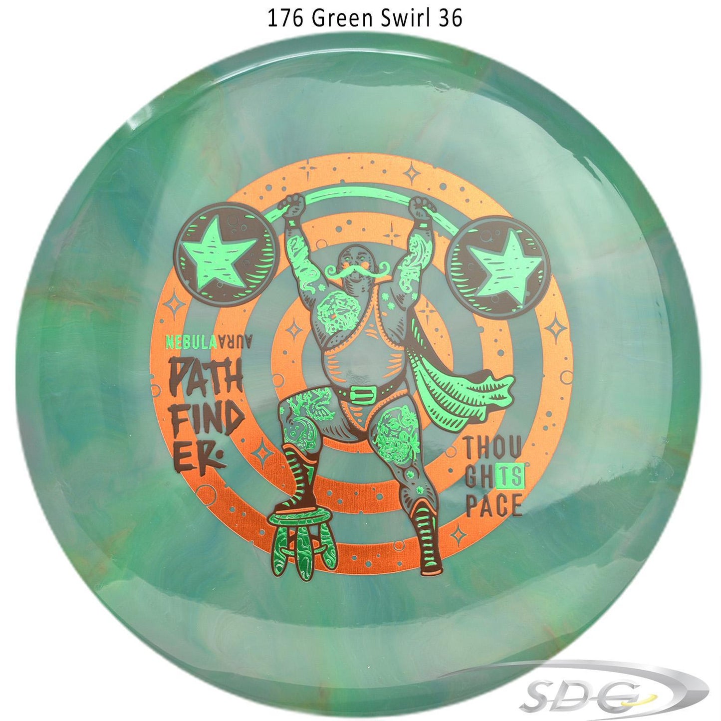 tsa-nebula-aura-pathfinder-strong-man-disc-golf-mid-range 176 Green Swirl 36 