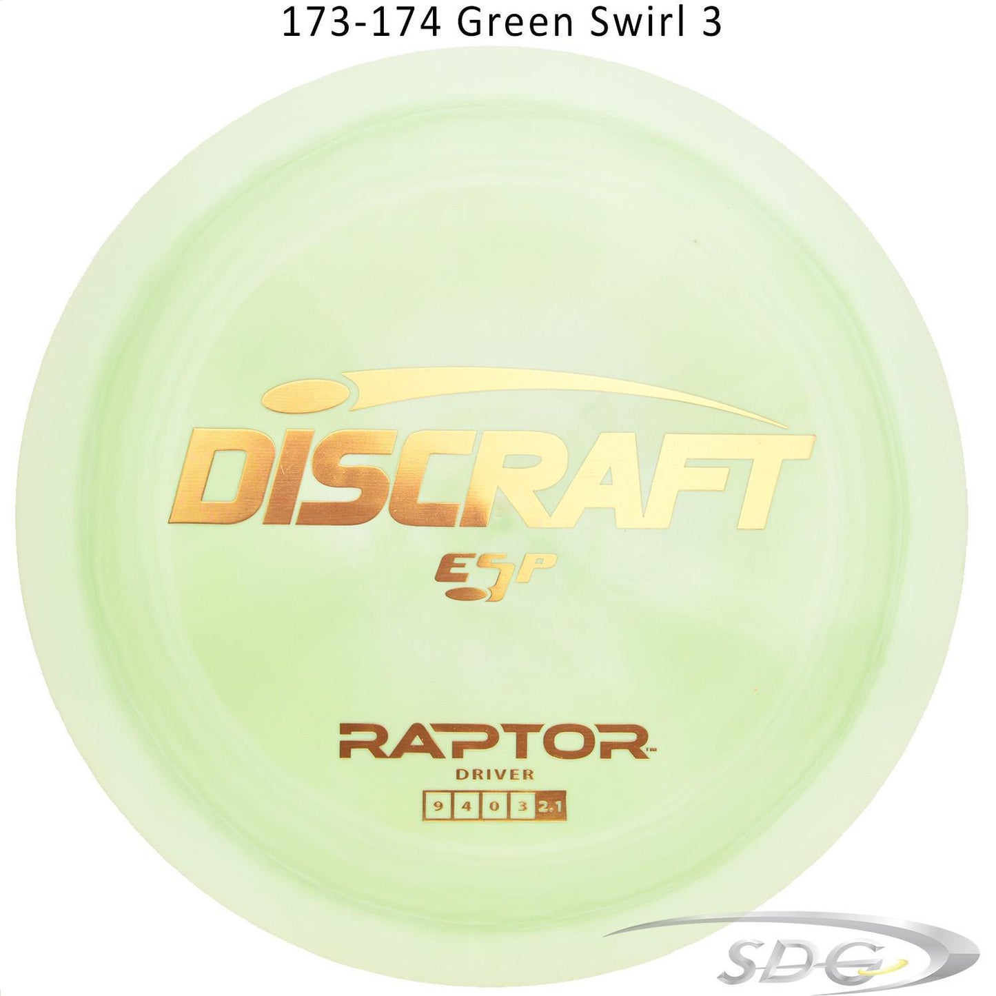 discraft-esp-raptor-disc-golf-distance-driver 173-174 Green Swirl 3 