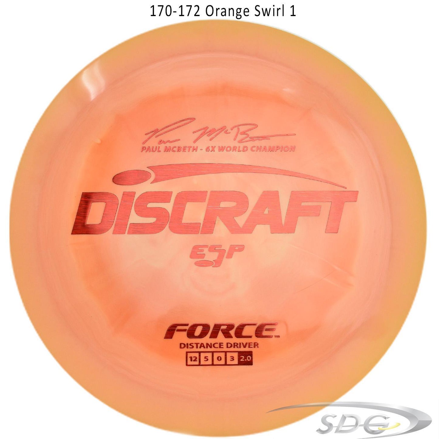 discraft-esp-force-6x-paul-mcbeth-signature-disc-golf-distance-driver 170-172 Orange Swirl 1 