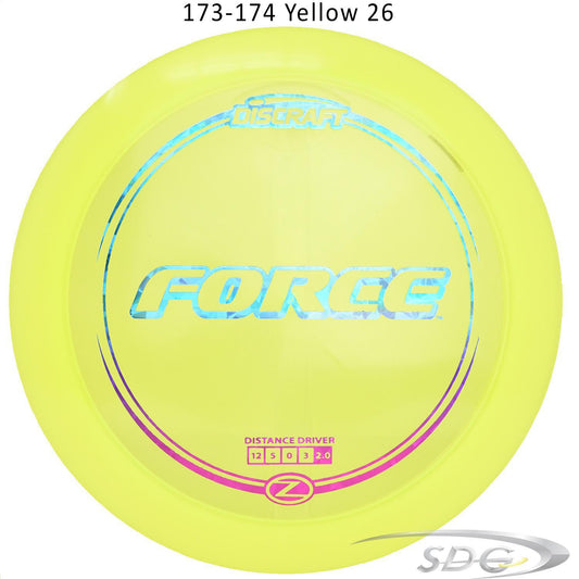 discraft-z-line-force-disc-golf-distance-driver 173-174 Yellow 26 