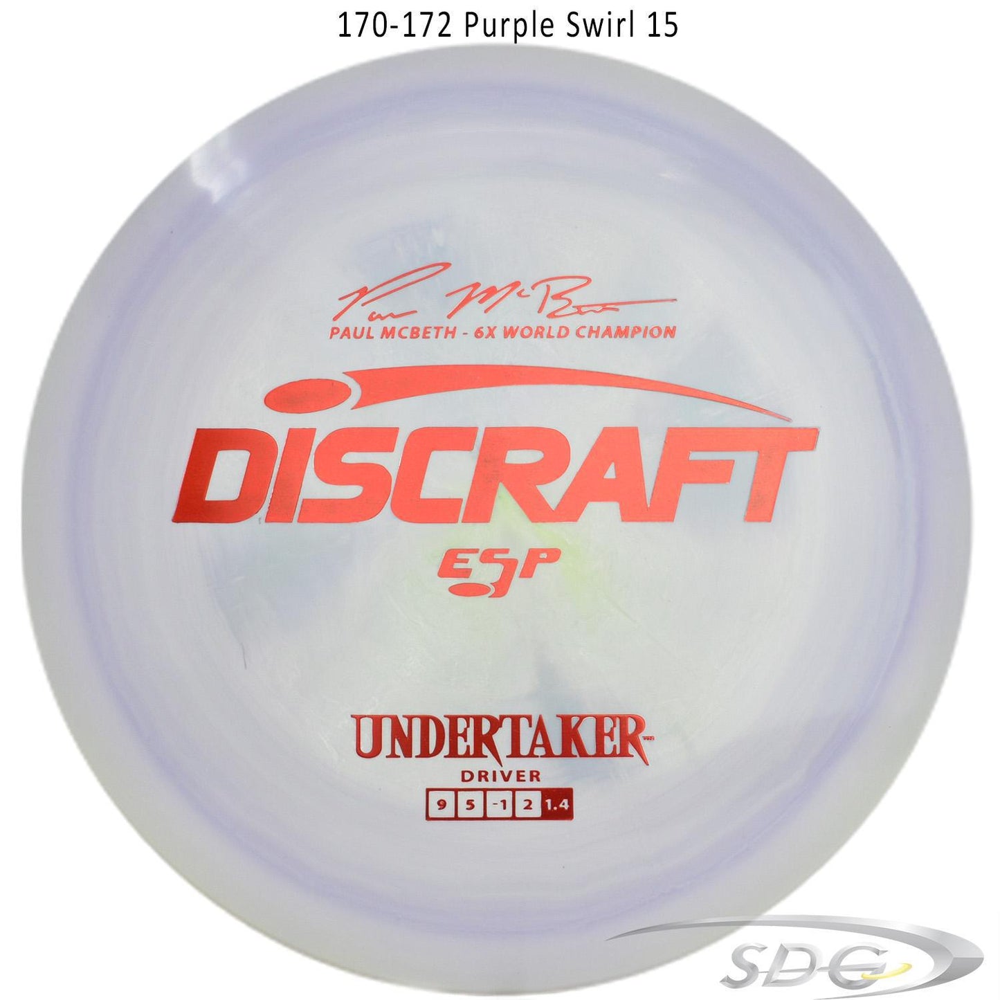 discraft-esp-undertaker-6x-paul-mcbeth-signature-series-disc-golf-distance-driver 170-172 Purple Swirl 15