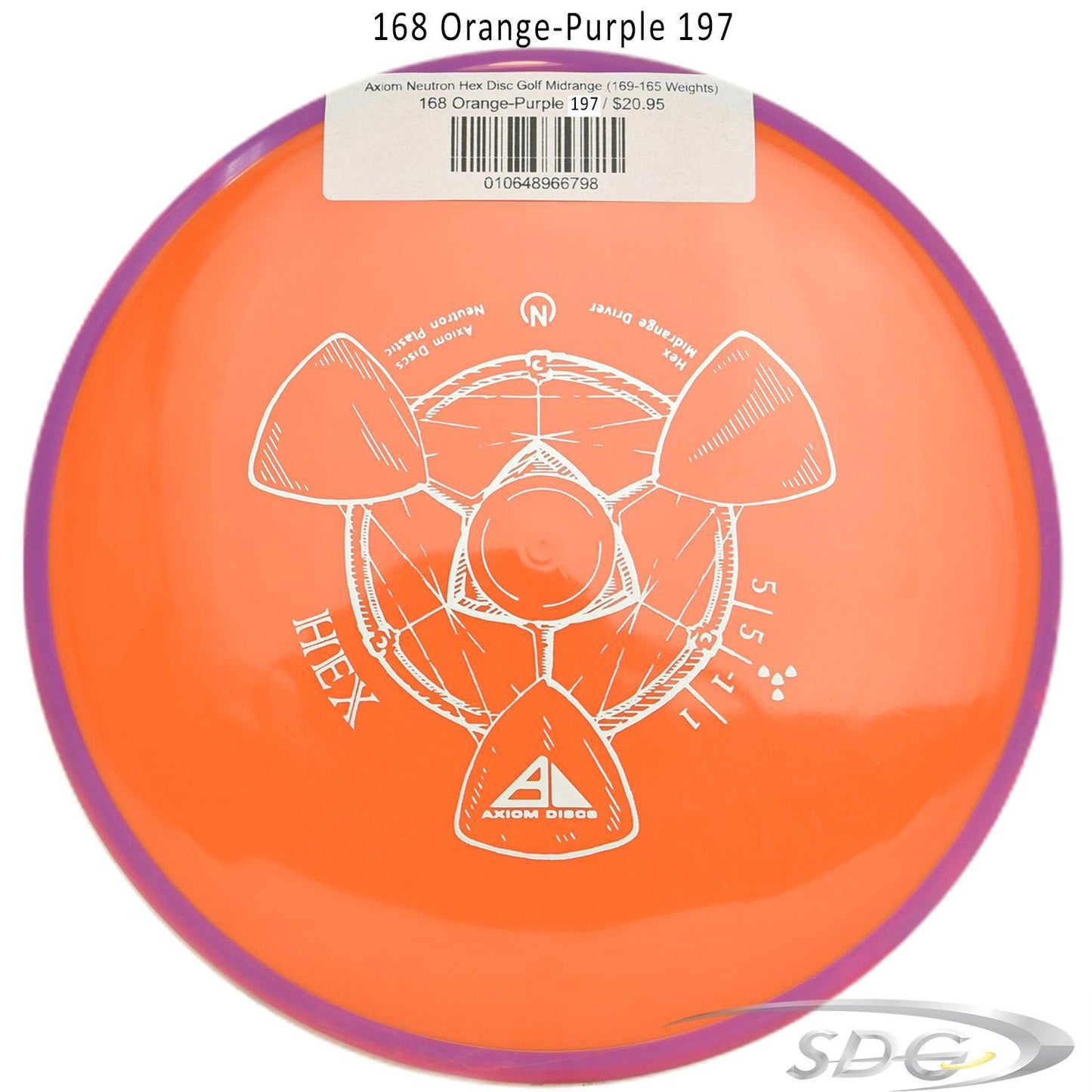axiom-neutron-hex-disc-golf-midrange-169-165-weights 168 Orange-Purple 197 