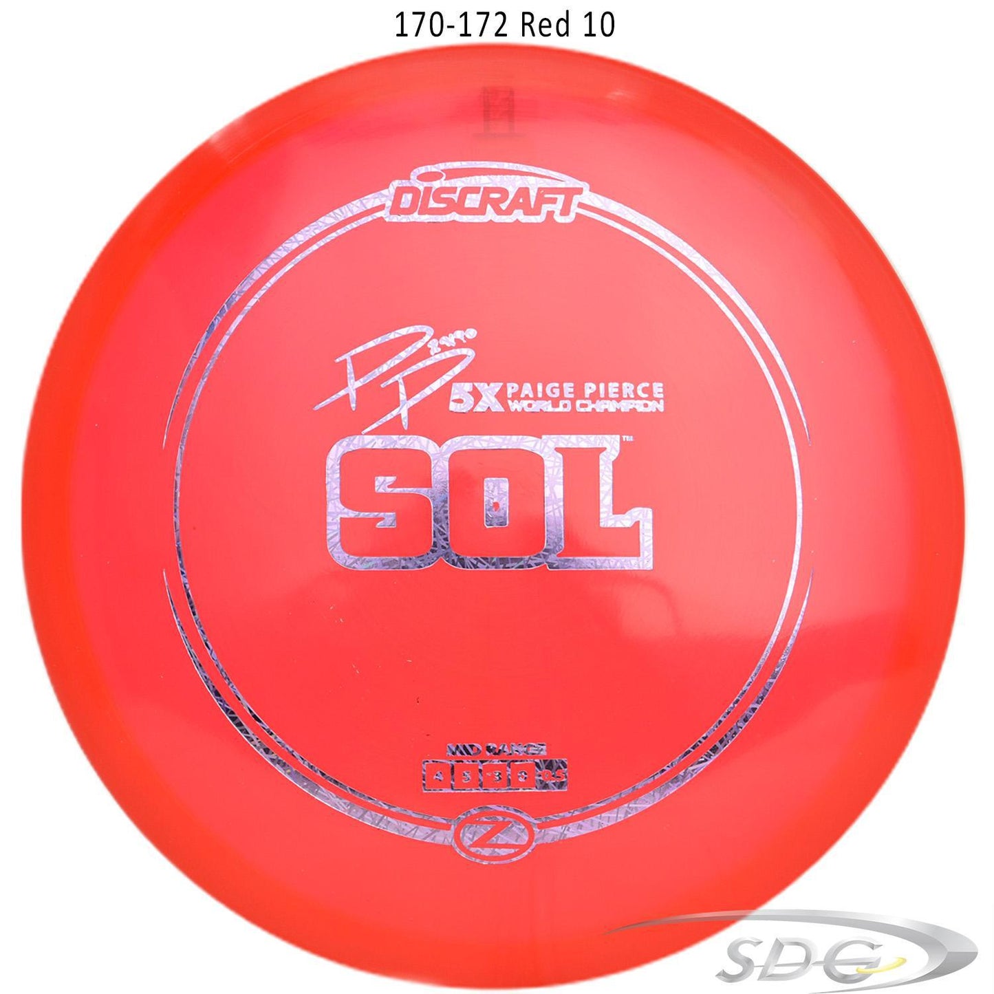 discraft-z-line-sol-paige-pierce-signature-disc-golf-mid-range 170-172 Red 10