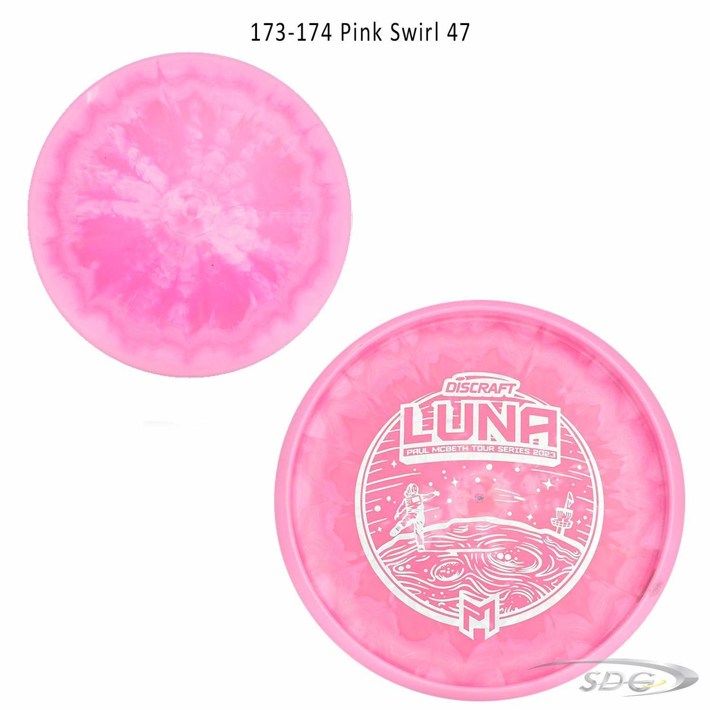 discraft-esp-luna-bottom-stamp-2023-paul-mcbeth-tour-series-disc-golf-putter 173-174 Pink Swirl 47 