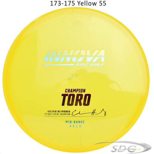 innova-champion-toro-calvin-heimburg-signature-disc-golf-mid-range 173-175 Yellow 55 