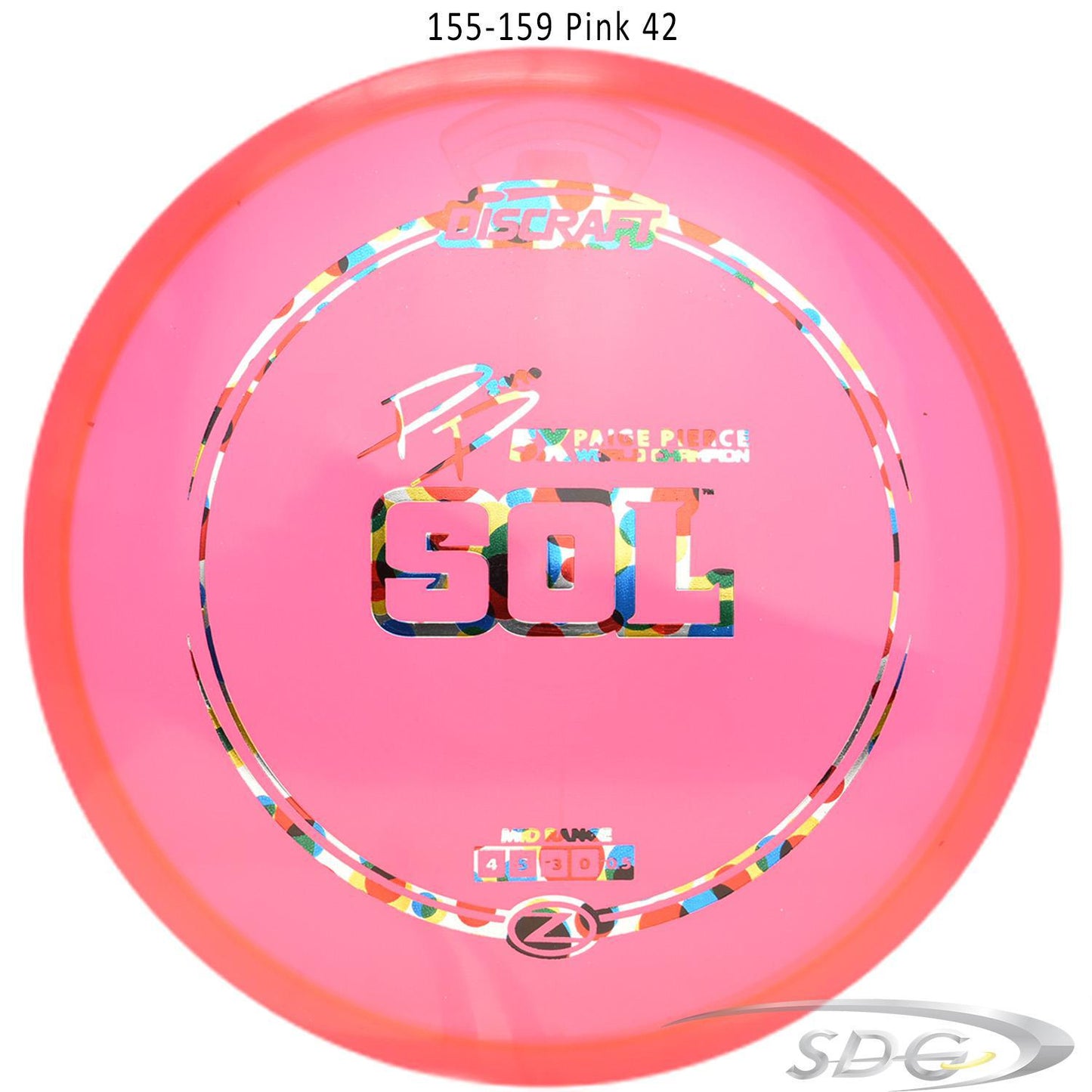 discraft-z-line-sol-paige-pierce-signature-disc-golf-mid-range 155-159 Pink 42