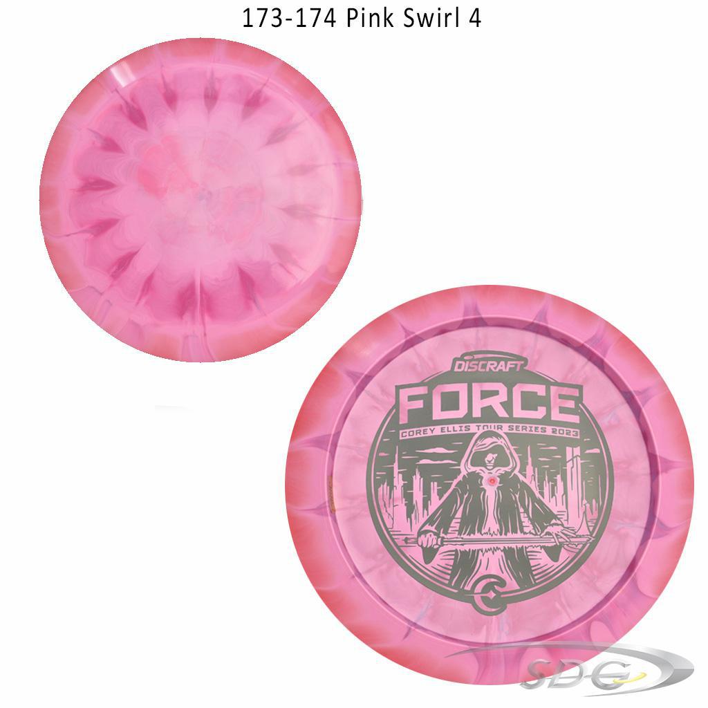 discraft-esp-force-bottom-stamp-2023-corey-ellis-tour-series-disc-golf-distance-driver 173-174 Pink Swirl 4 