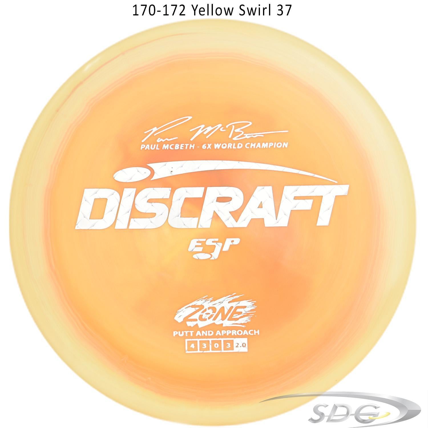 discraft-esp-zone-6x-paul-mcbeth-signature-series-disc-golf-putter-172-170-weights 170-172 Yellow Swirl 37 