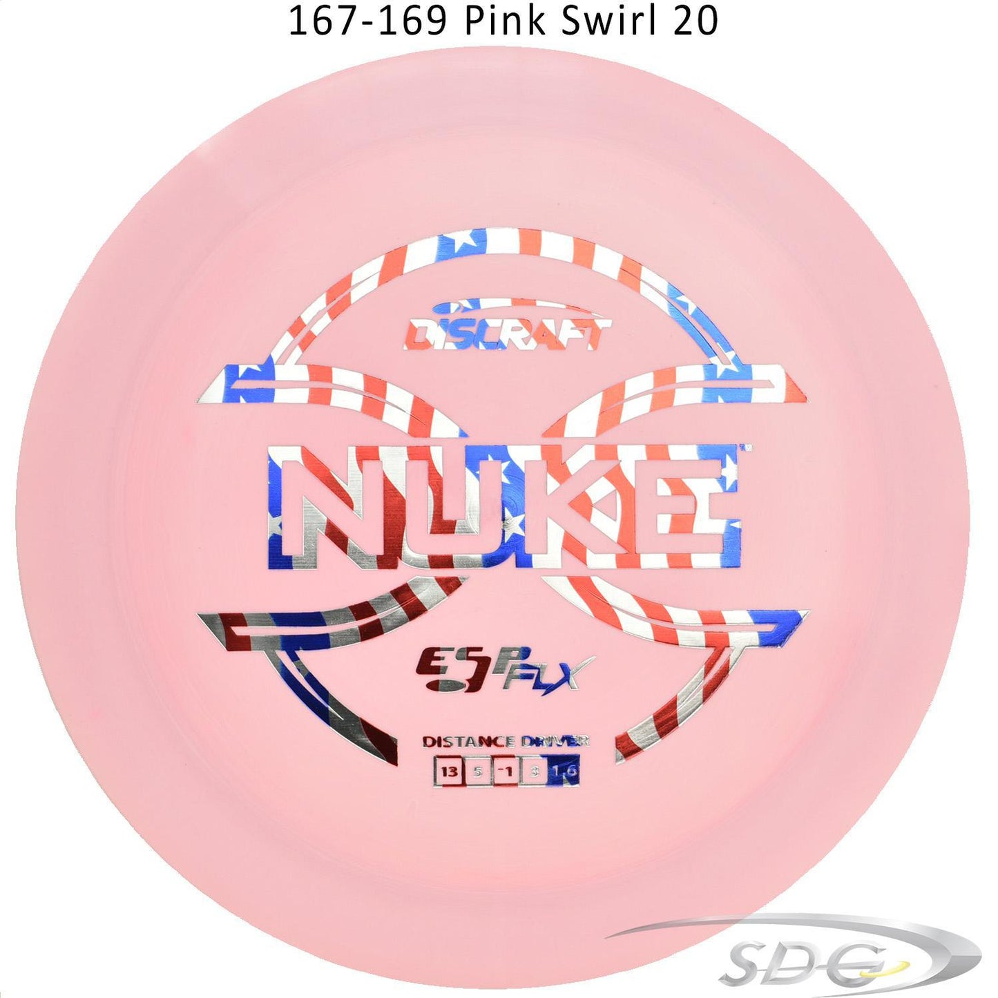 discraft-esp-flx-nuke-disc-golf-distance-driver 167-169 Pink Swirl 20 
