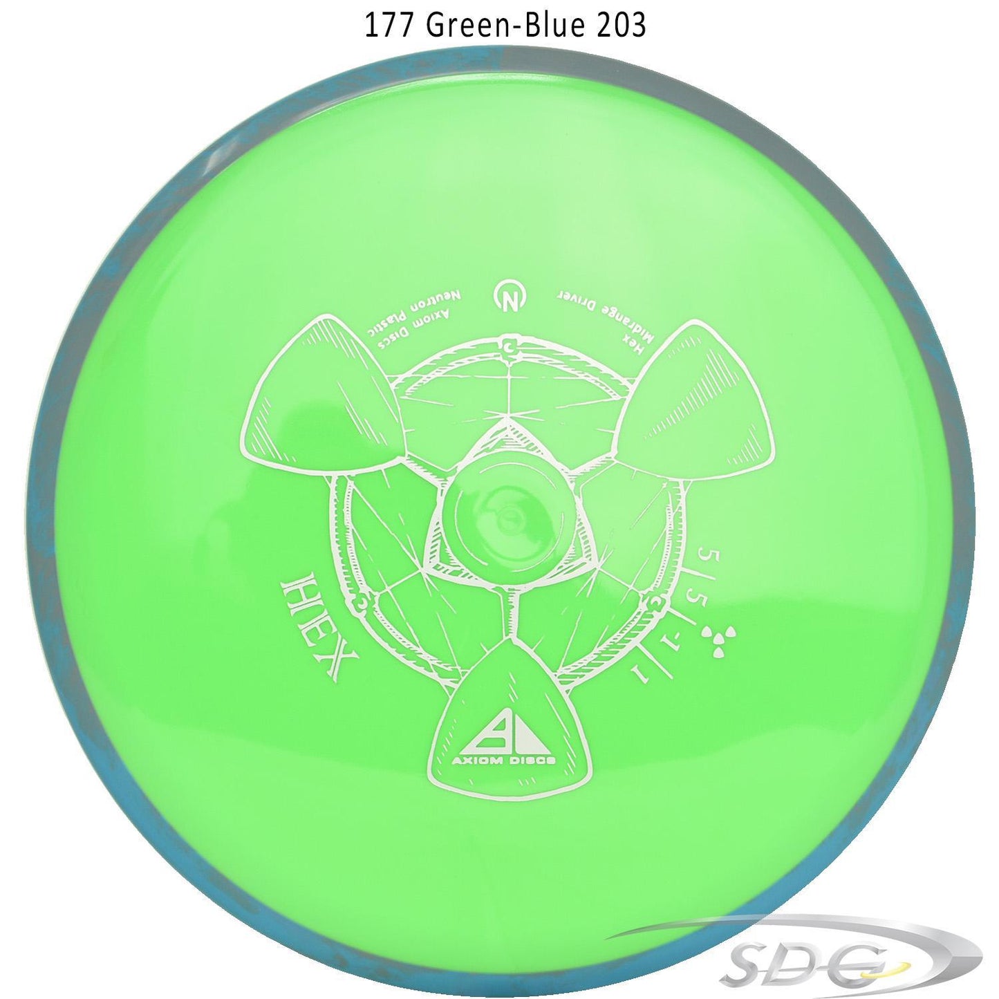 axiom-neutron-hex-disc-golf-midrange 177 Green-Blue 203