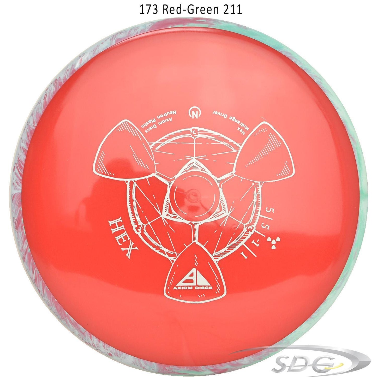axiom-neutron-hex-disc-golf-midrange 173 Red-Green 211