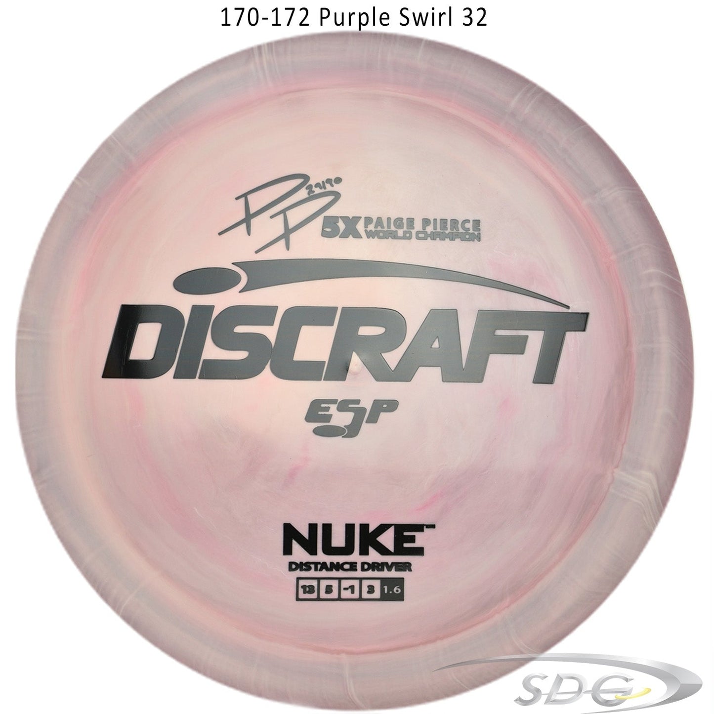 discraft-esp-nuke-paige-pierce-signature-disc-golf-distance-driver 170-172 Purple Swirl 32