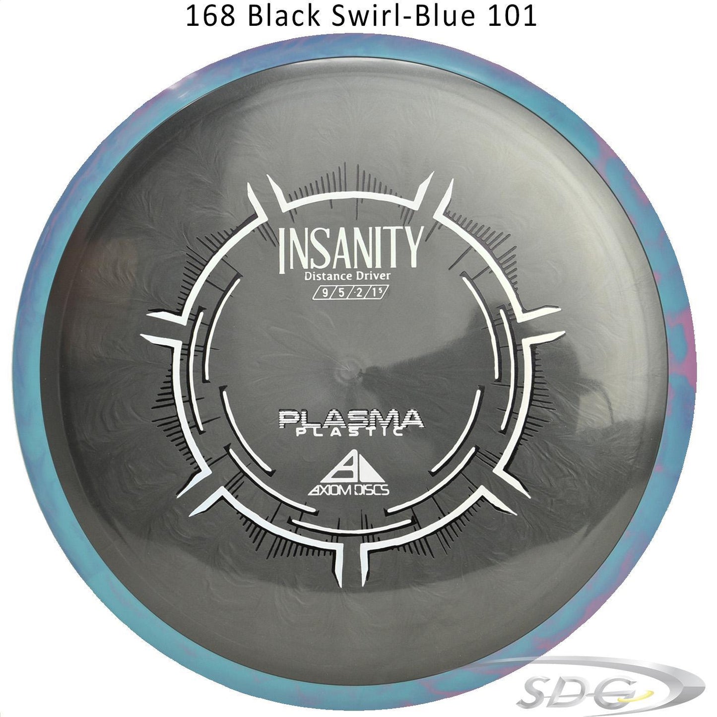 axiom-plasma-insanity-disc-golf-distance-driver 168 Black Swirl-Blue 101 