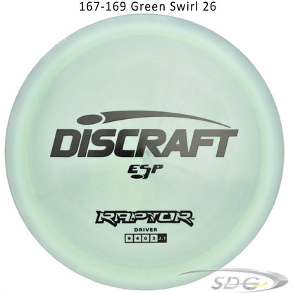 discraft-esp-raptor-disc-golf-distance-driver 167-169 Green Swirl 26