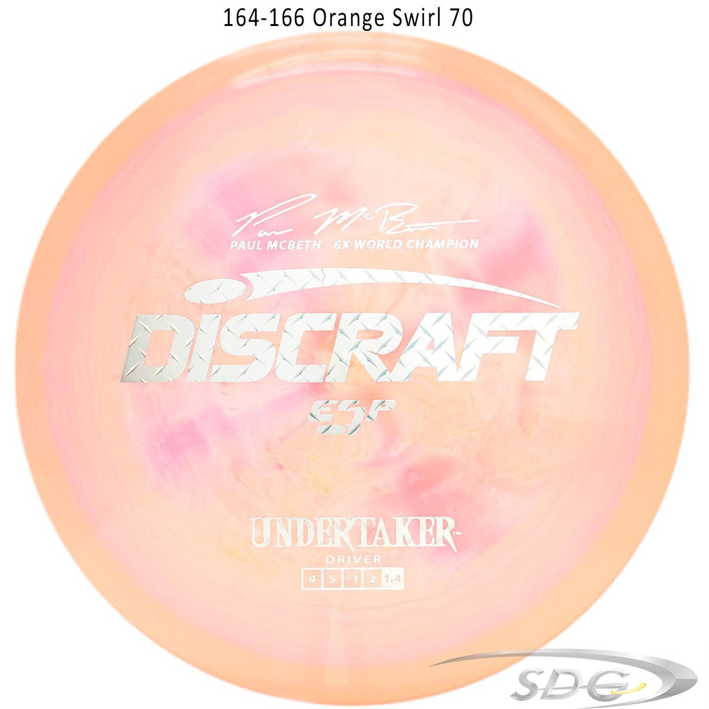 discraft-esp-undertaker-6x-paul-mcbeth-signature-series-disc-golf-distance-driver 164-166 Orange Swirl 70