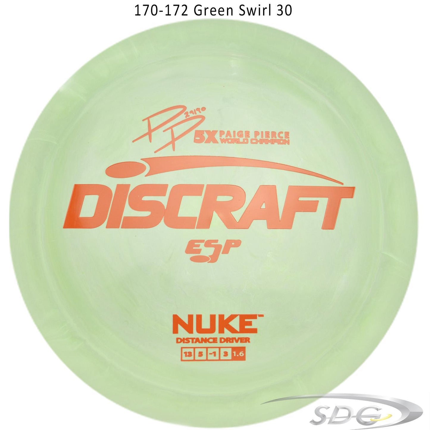 discraft-esp-nuke-paige-pierce-signature-disc-golf-distance-driver 170-172 Green Swirl 30