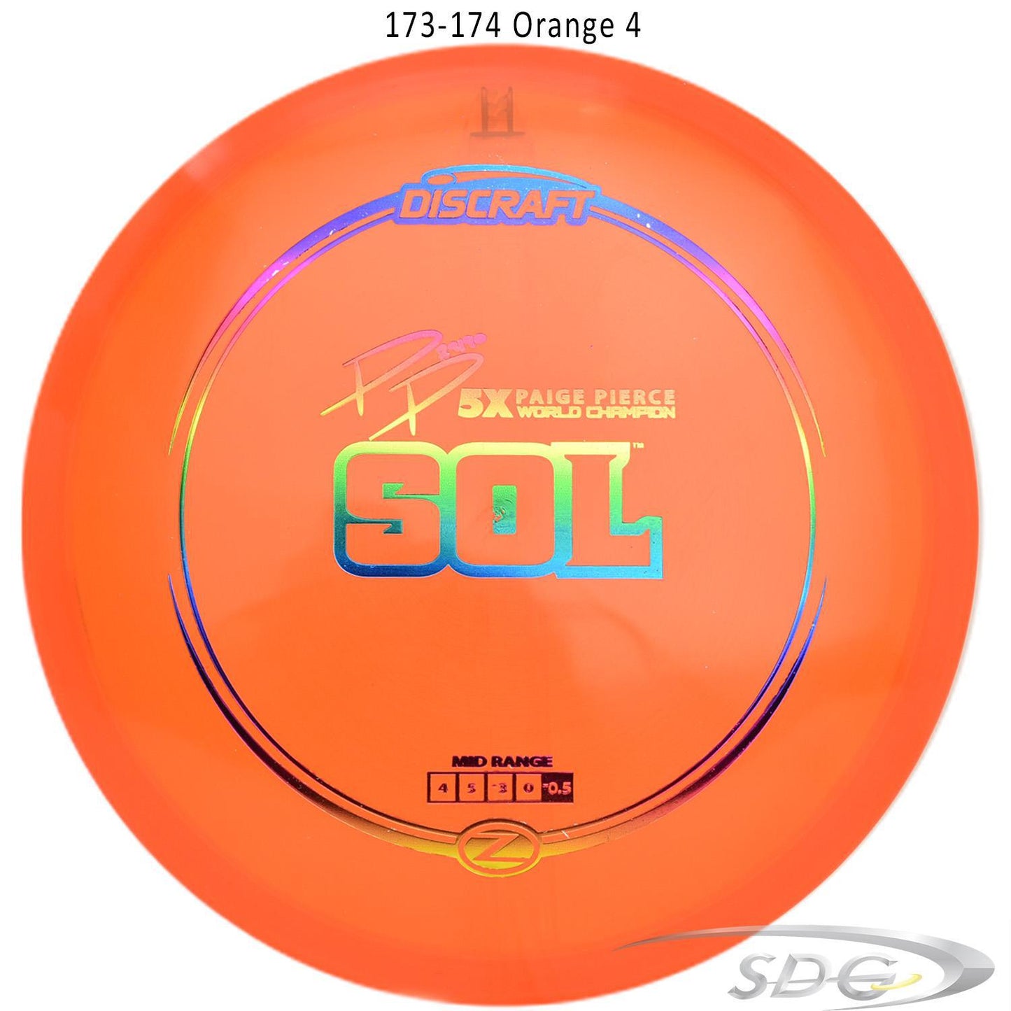 discraft-z-line-sol-paige-pierce-signature-disc-golf-mid-range 173-174 Orange 4 