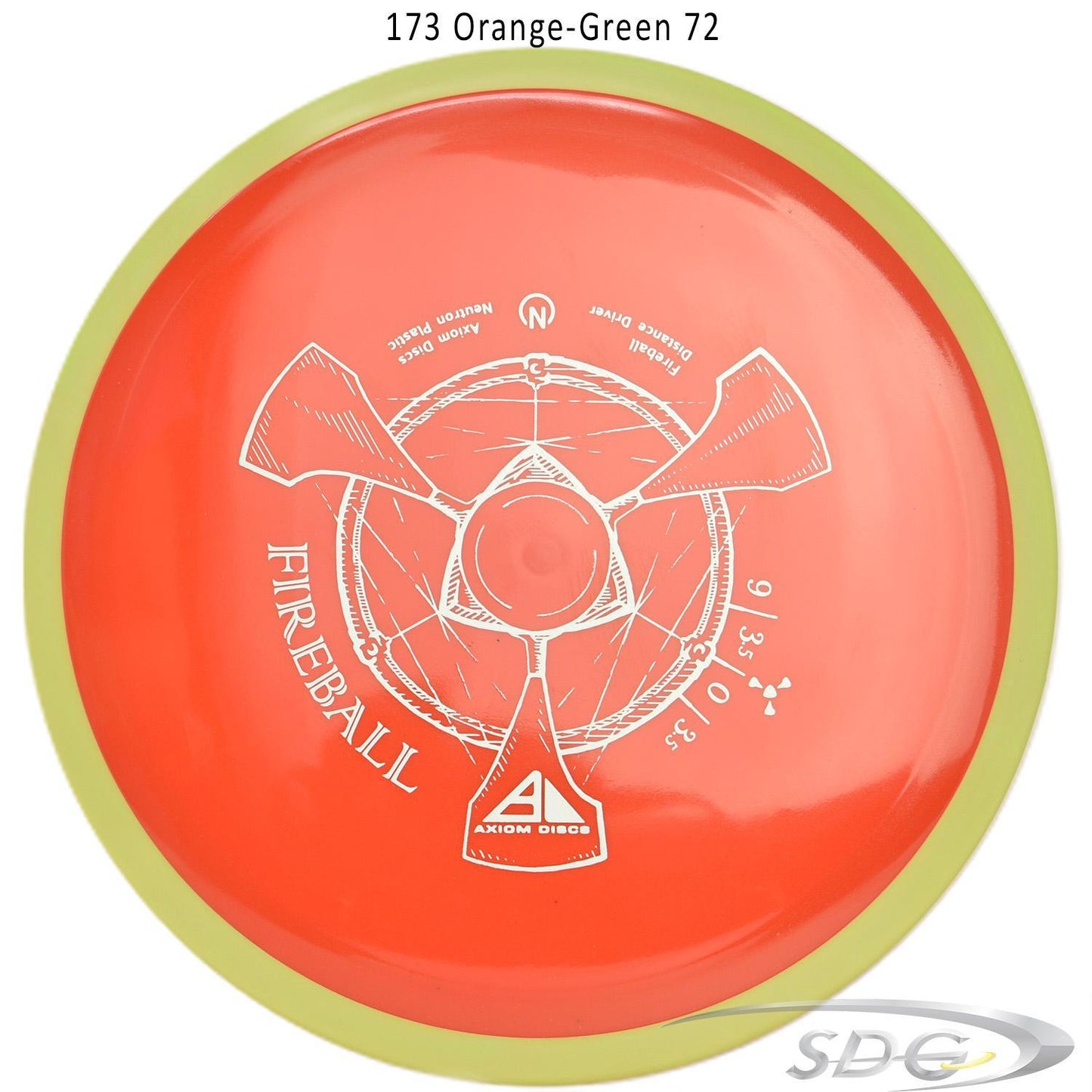 axiom-neutron-fireball-disc-golf-distance-driver 173 Orange-Green 72 