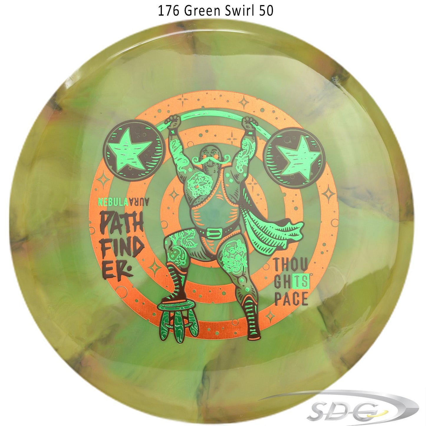 tsa-nebula-aura-pathfinder-strong-man-disc-golf-mid-range 176 Green Swirl 50 