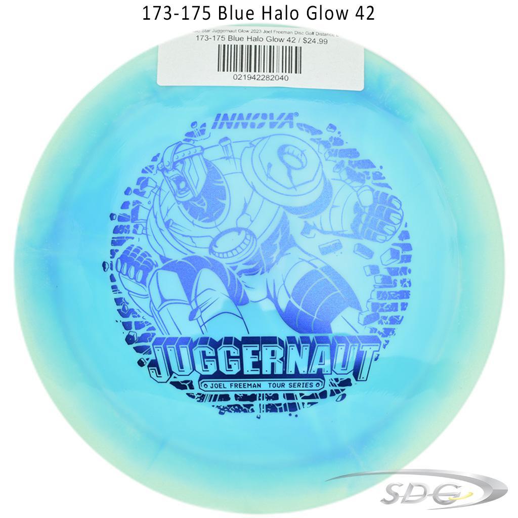 innova-halo-star-juggernaut-glow-2023-joel-freeman-disc-golf-distance-driver 173-175 Blue Halo Glow 42 