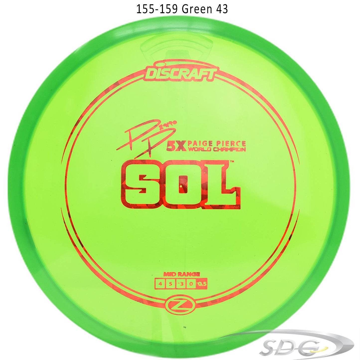 discraft-z-line-sol-paige-pierce-signature-disc-golf-mid-range 155-159 Green 43