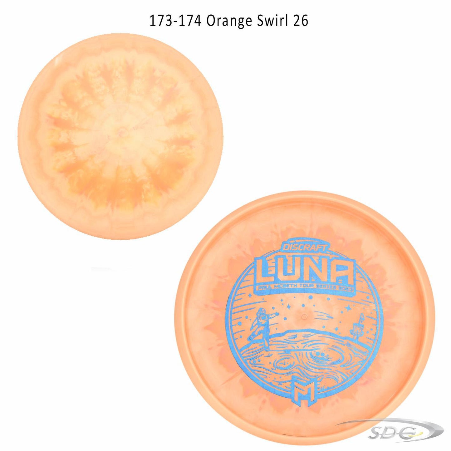 discraft-esp-luna-bottom-stamp-2023-paul-mcbeth-tour-series-disc-golf-putter 173-174 Orange Swirl 26 