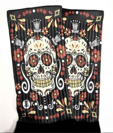 tee-box-sox-disc-golf-apparel Large-Dia de Los Muertos Black 