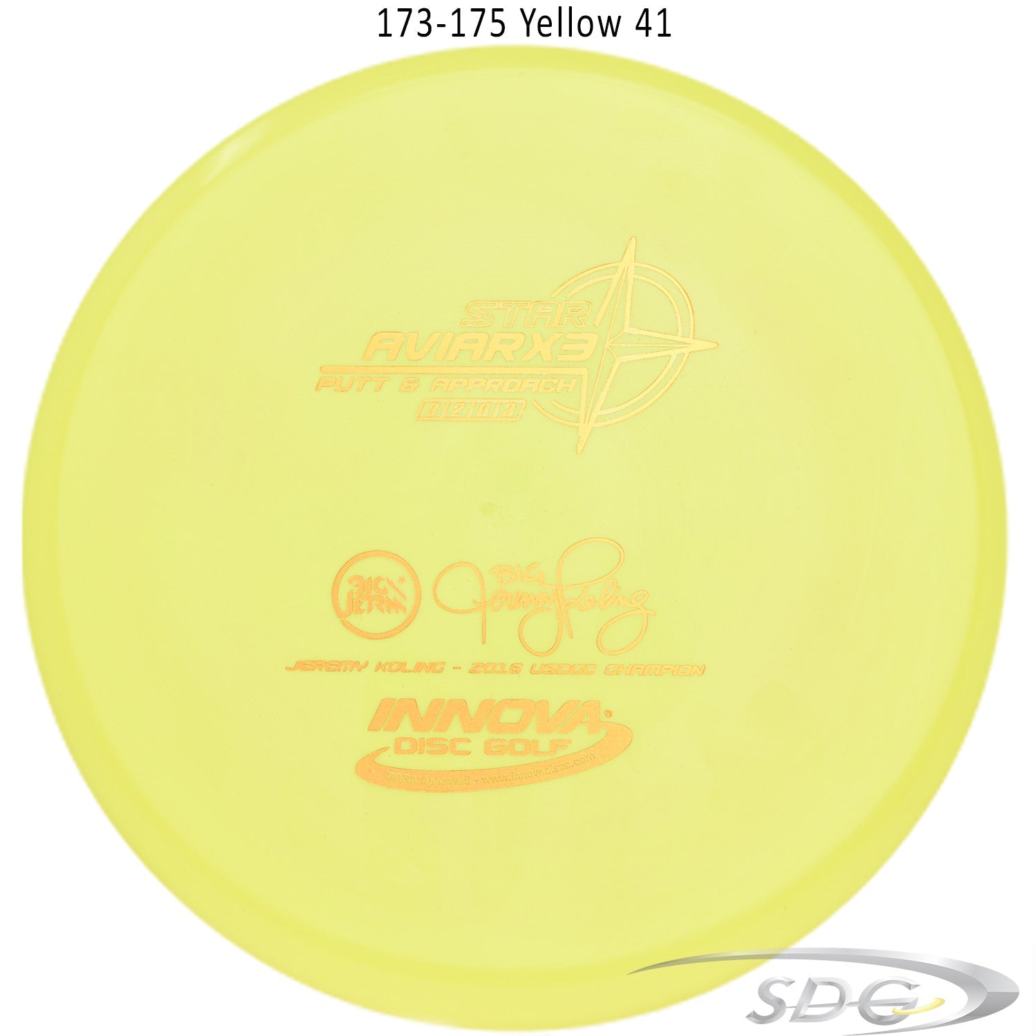 innova-star-aviarx3-jeremy-koling-signature-disc-golf-putter 173-175 Yellow 41 