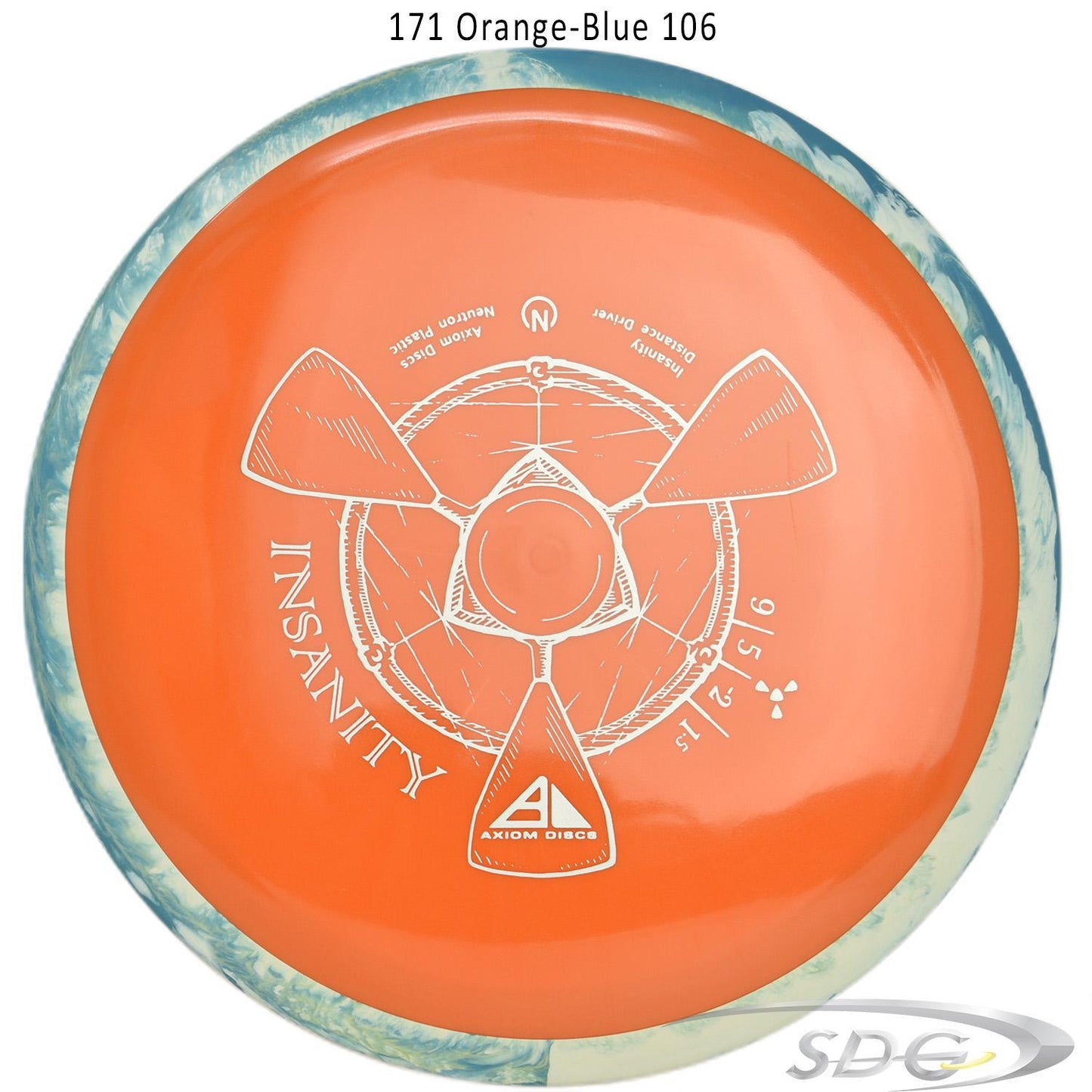axiom-neutron-insanity-disc-golf-distance-driver 171 Orange-Blue 106 