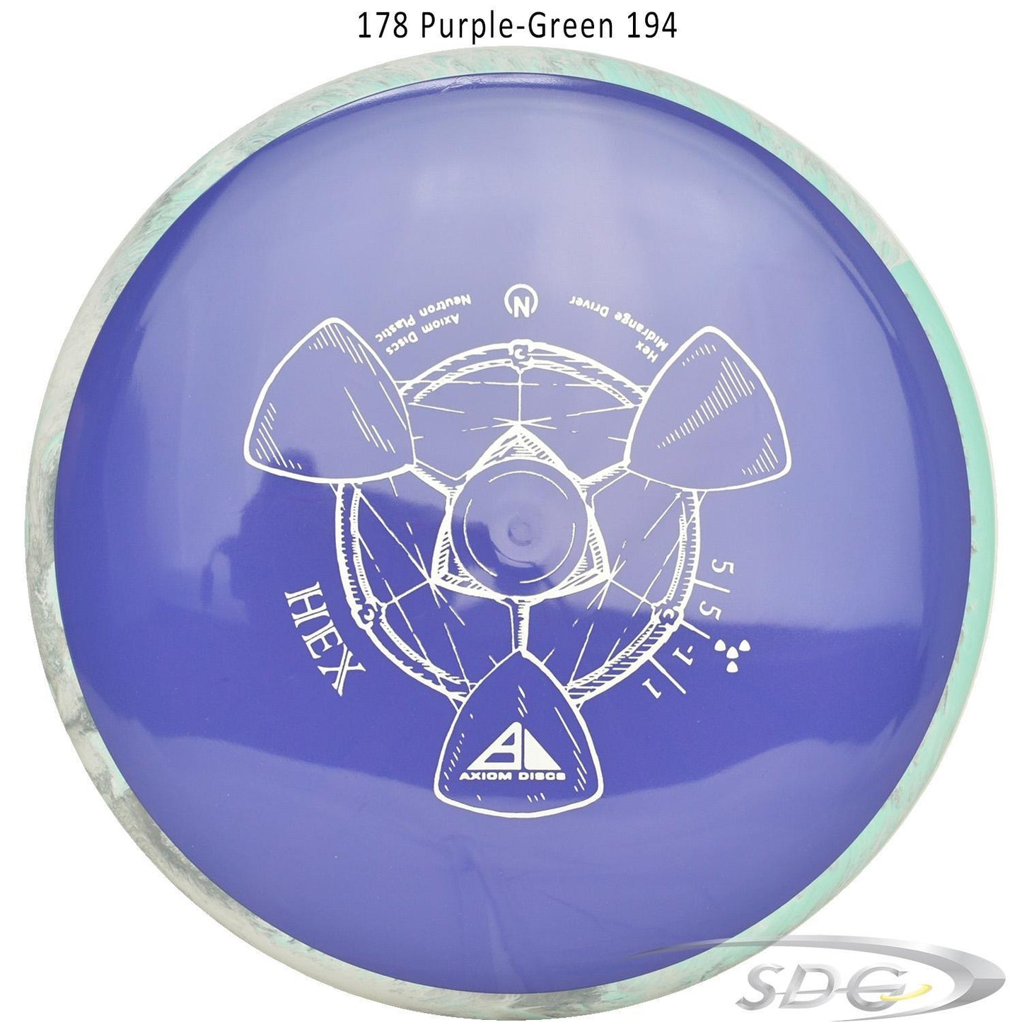 axiom-neutron-hex-disc-golf-midrange 178 Purple-Green 194