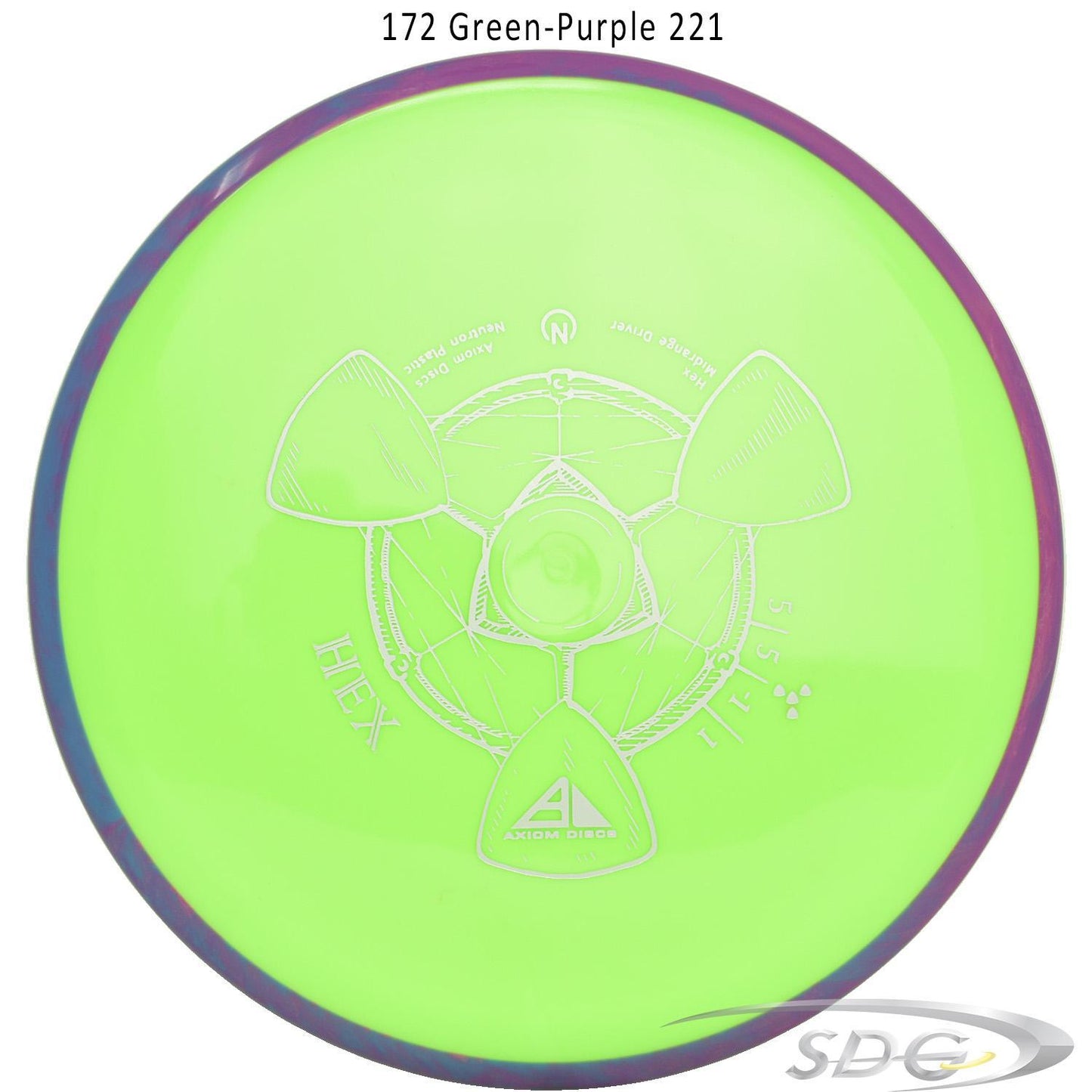 axiom-neutron-hex-disc-golf-midrange 172 Green-Purple 221
