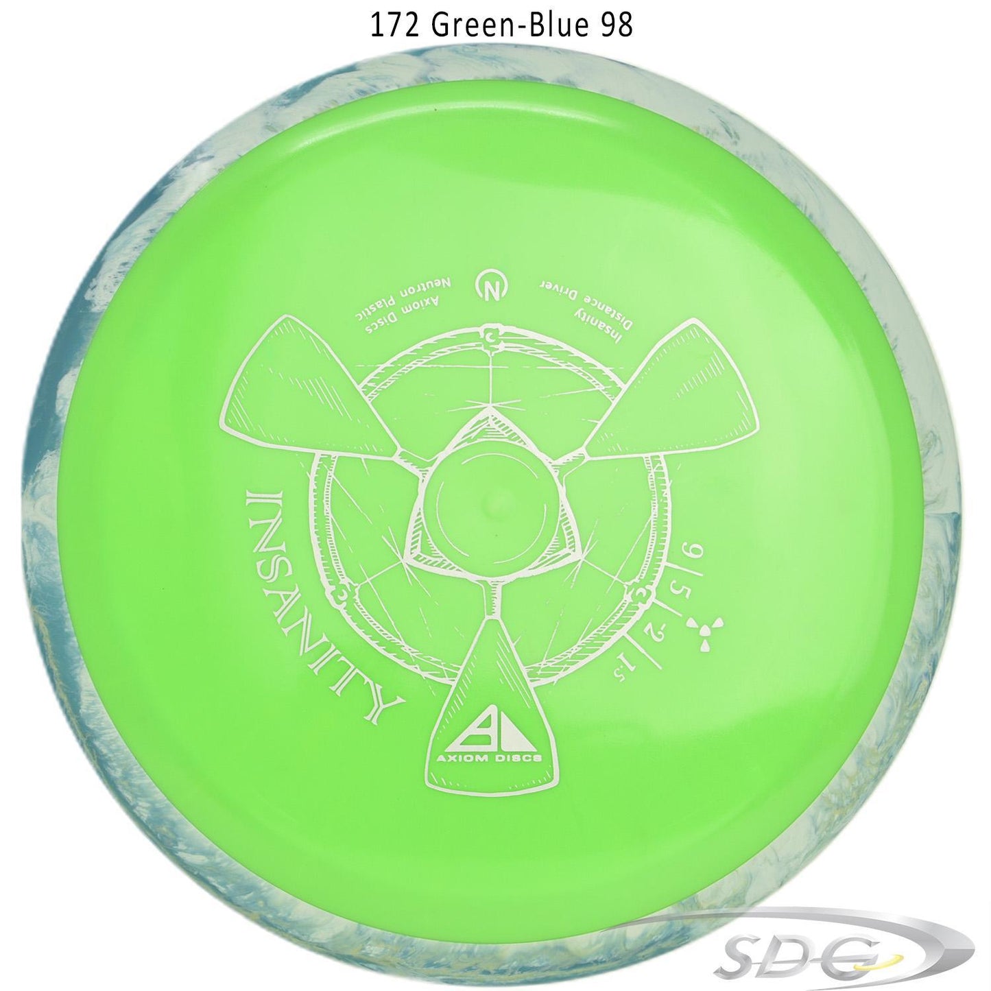 axiom-neutron-insanity-disc-golf-distance-driver 172 Green-Blue 98 