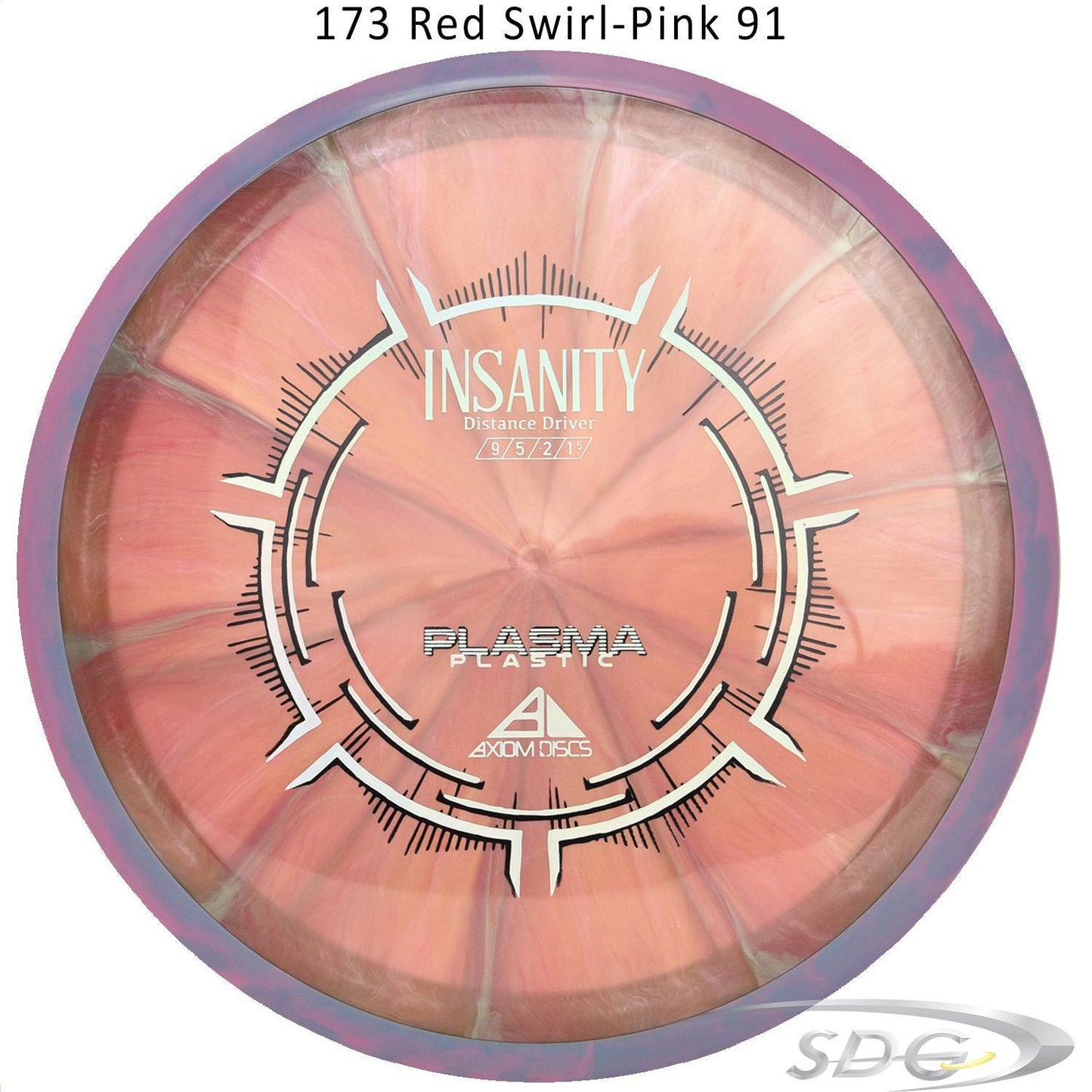 axiom-plasma-insanity-disc-golf-distance-driver 173 Red Swirl-Pink 91 