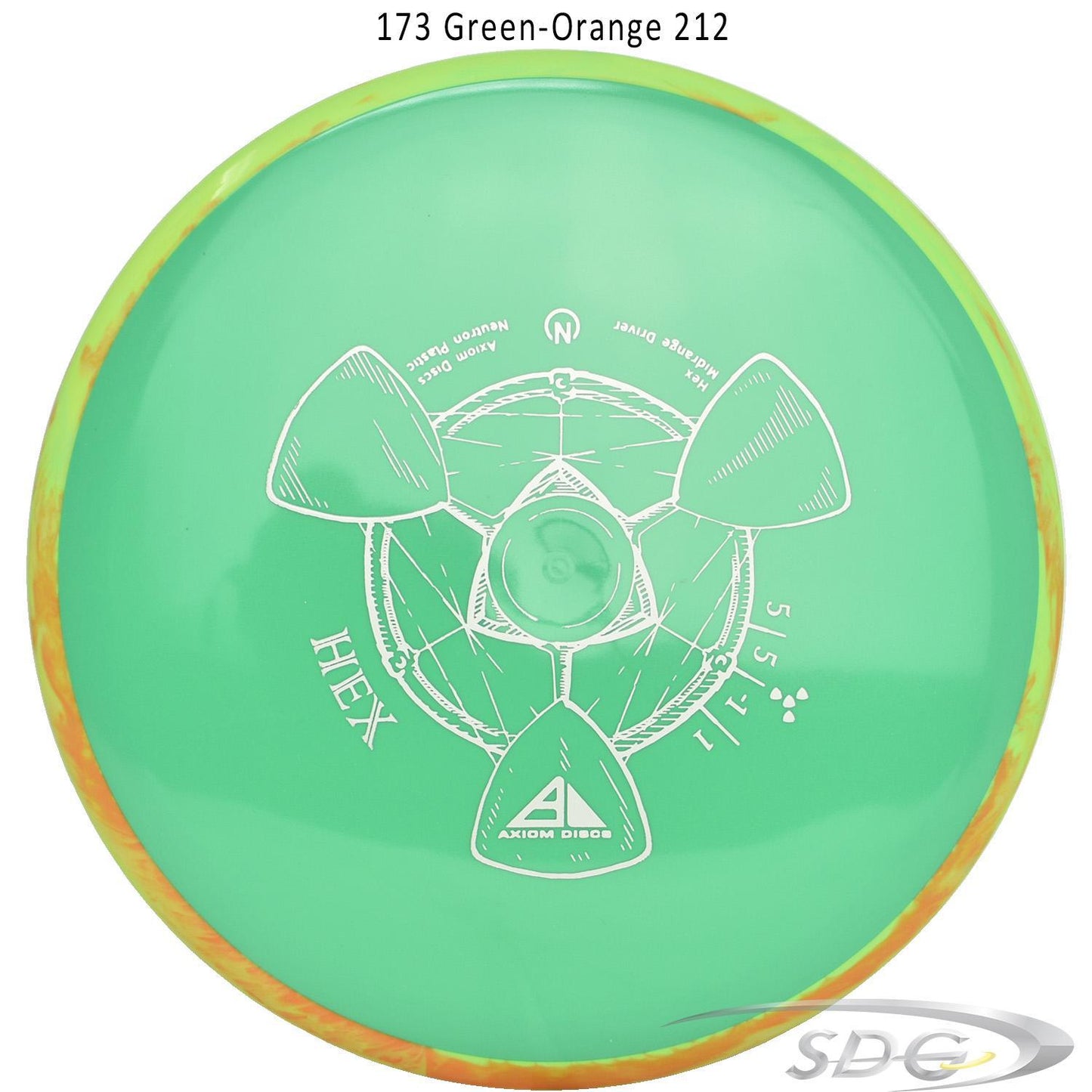 axiom-neutron-hex-disc-golf-midrange 173 Green-Orange 212