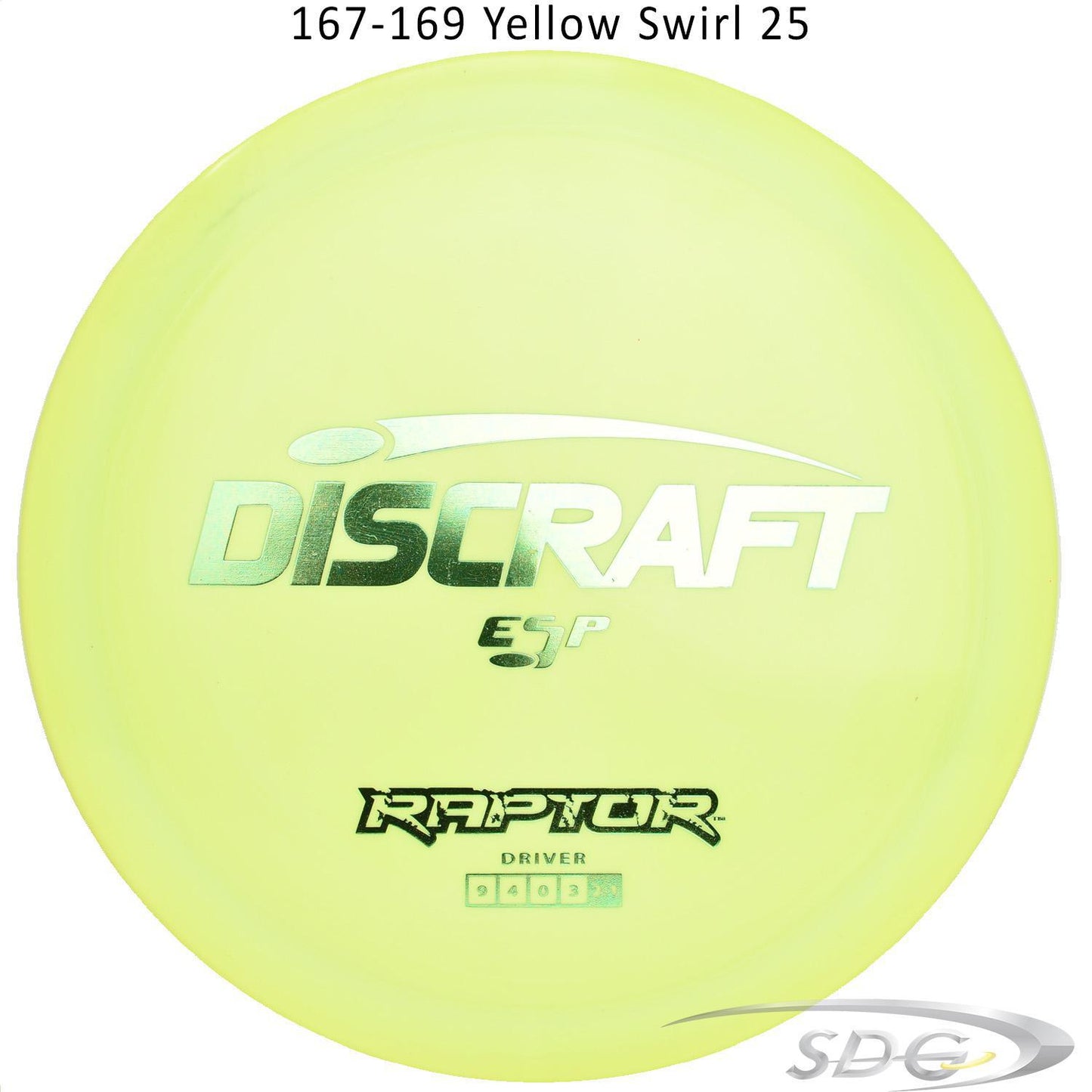 discraft-esp-raptor-disc-golf-distance-driver 167-169 Yellow Swirl 25 
