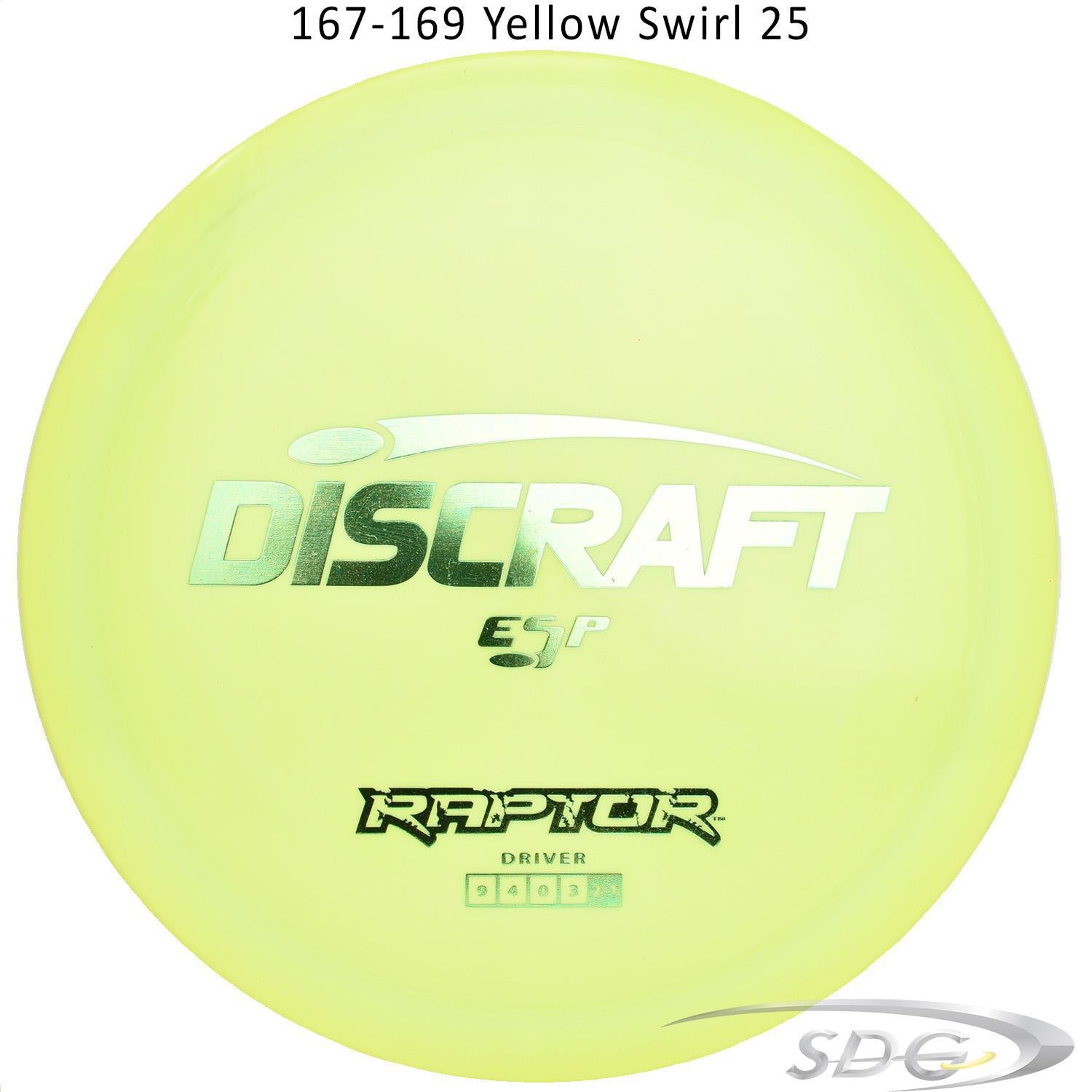 discraft-esp-raptor-disc-golf-distance-driver 167-169 Yellow Swirl 25