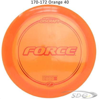 discraft-z-line-force-disc-golf-distance-driver 170-172 Orange 40