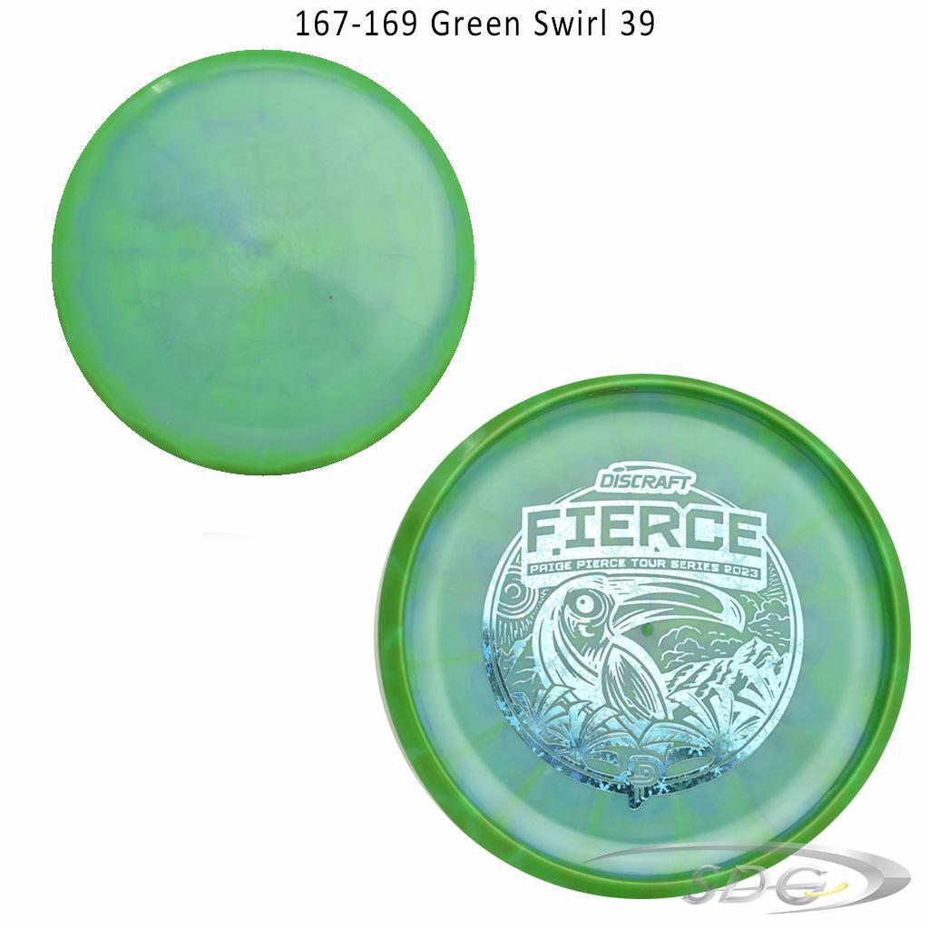 discraft-esp-fierce-bottom-stamp-2023-paige-pierce-tour-series-disc-golf-putter 167-169 Green Swirl 39 