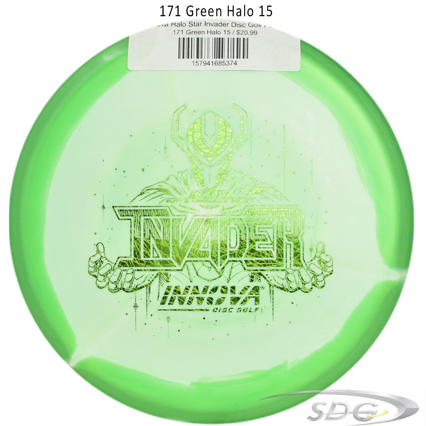 innova-halo-star-invader-disc-golf-putter 171 Green Halo 15 