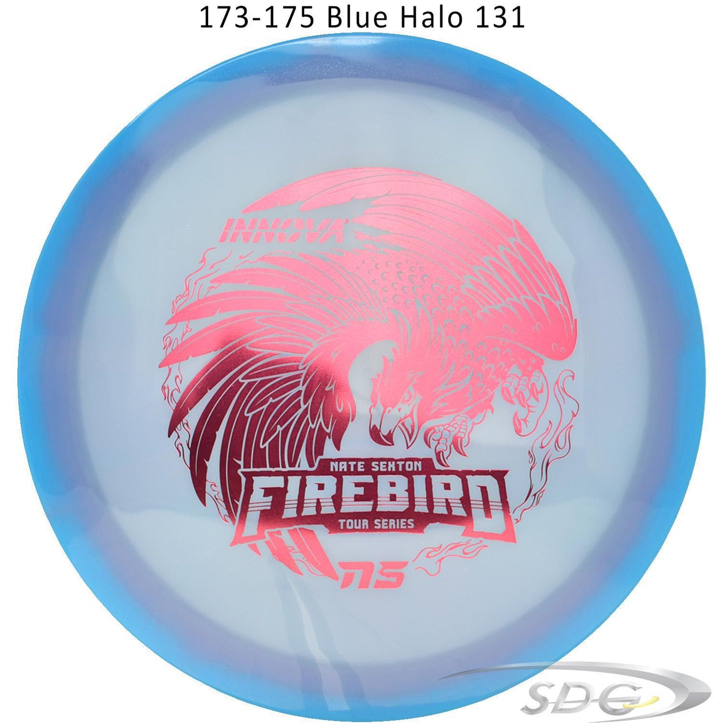 innova-halo-champion-firebird-glow-2023-nate-sexton-tour-series-disc-golf-distance-driver 173-175 Blue Halo 131 