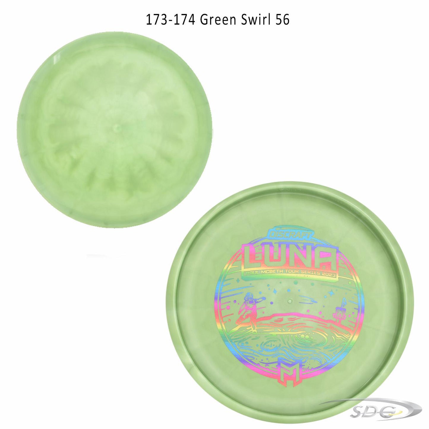 discraft-esp-luna-bottom-stamp-2023-paul-mcbeth-tour-series-disc-golf-putter 173-174 Green Swirl 56 