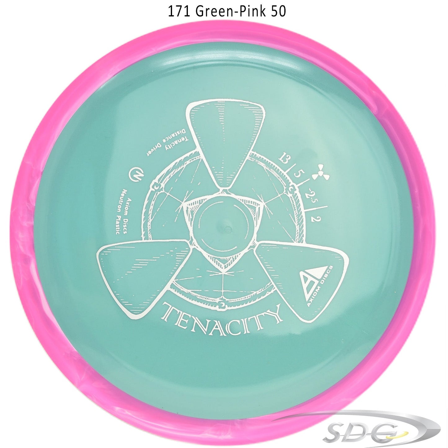 axiom-neutron-tenacity-disc-golf-distance-driver 171 Green-Pink 50 