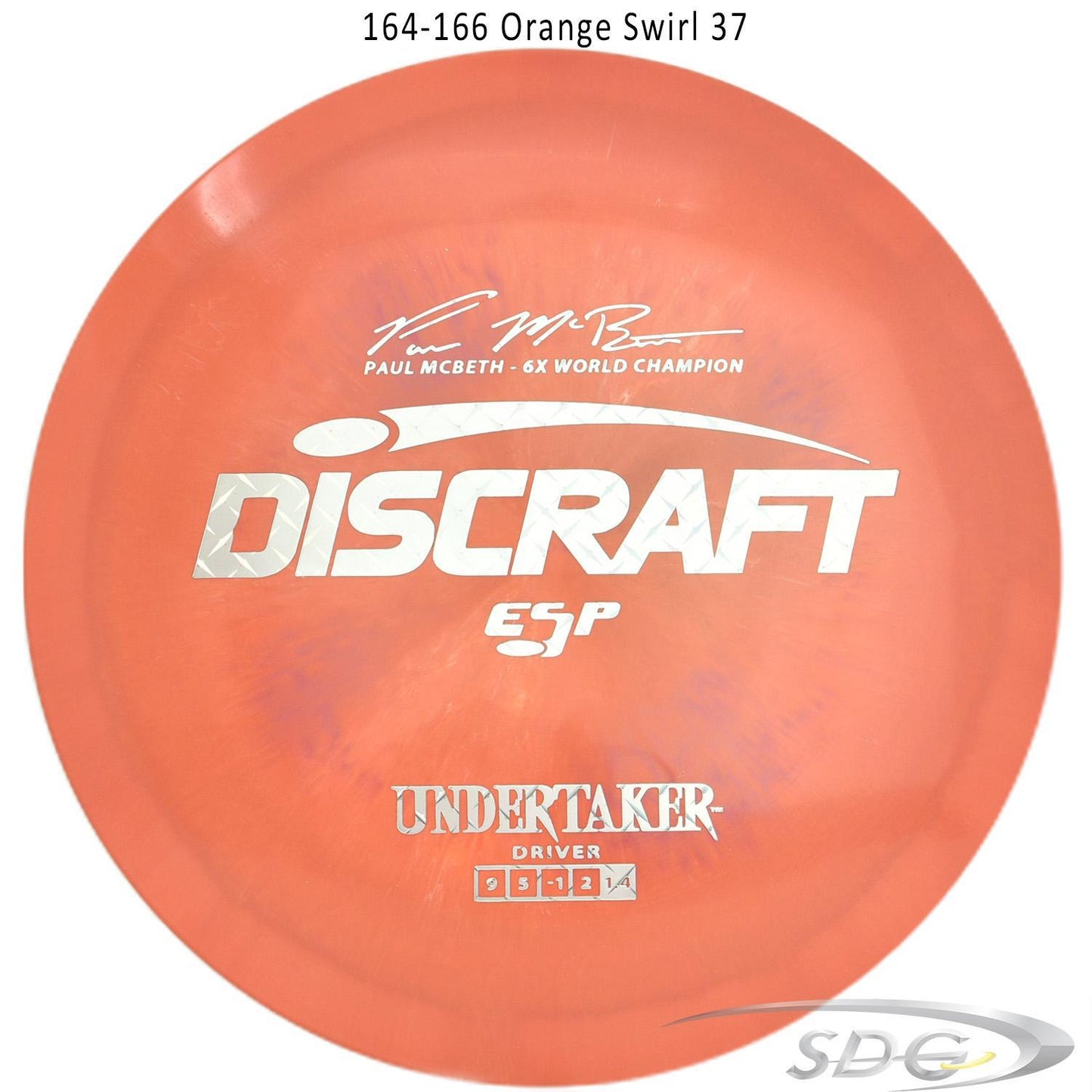 discraft-esp-undertaker-6x-paul-mcbeth-signature-series-disc-golf-distance-driver 164-166 Orange Swirl 37