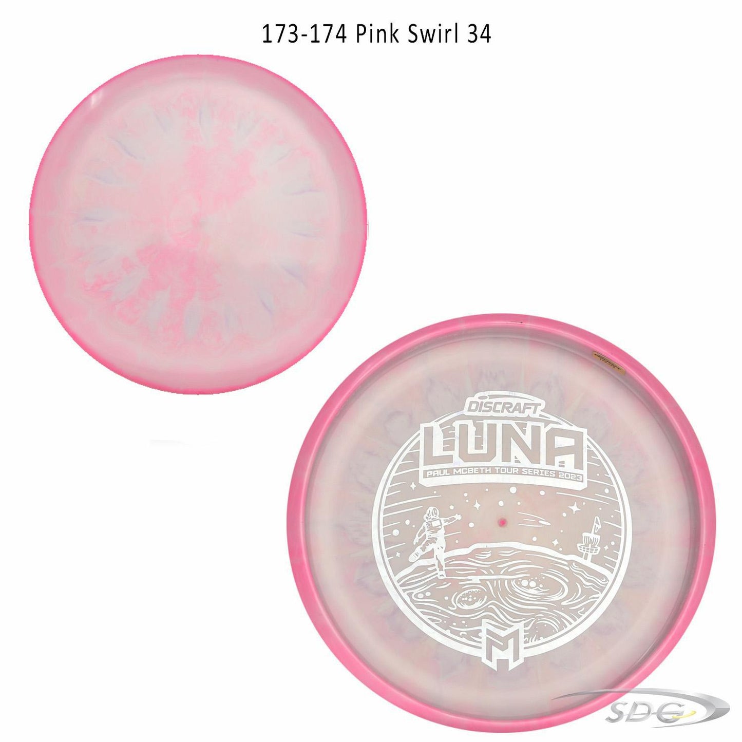 discraft-esp-luna-bottom-stamp-2023-paul-mcbeth-tour-series-disc-golf-putter 173-174 Pink Swirl 34 